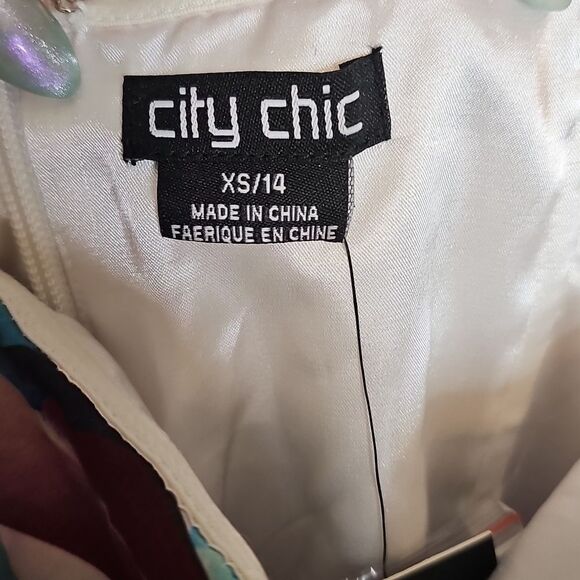 NWT City Chic 14 Bright Bouquet‎ Maxi  Strapless Floral Dress Purple and Blue - Picture 5 of 9